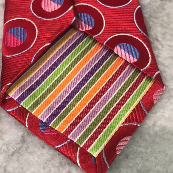 True Forum Designer Tie Mens Red Polka Dot Festival Funky Hipster Boho - Picture 4 of 7